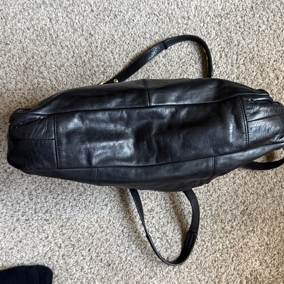 2012 Coach Ashley Satchel Handbag Black Leather Snake Print detail EUC - Picture 8 of 12